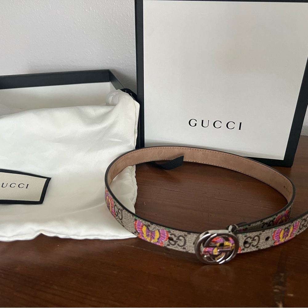Gucci Pink and Brown Belt with Iconic Buckle